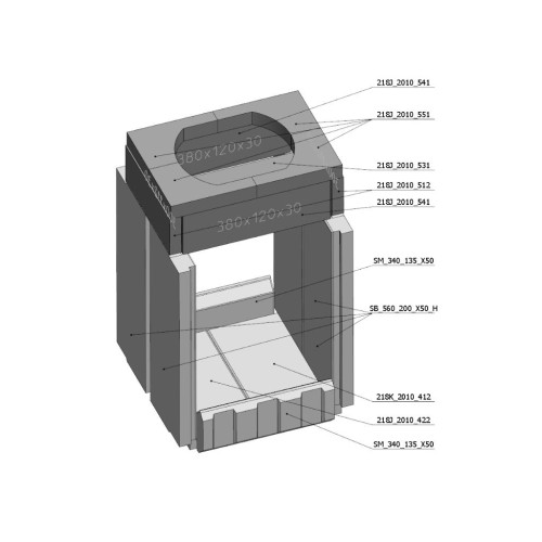 Šamotová komora komplet KV DYNAMIC T 3G 44.55.01 